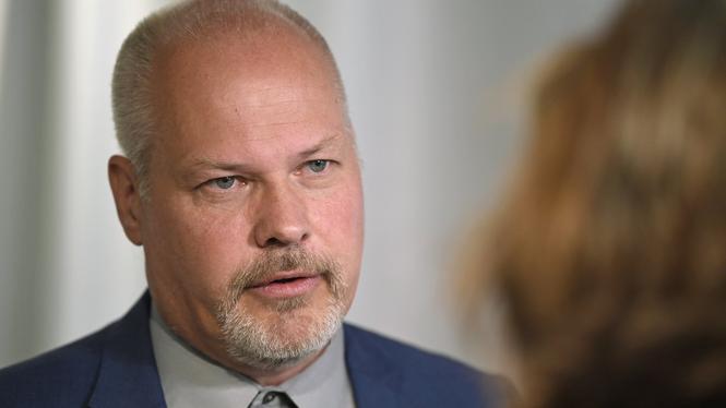 Morgan Johansson, utrikespolitisk talesperson för S. Arkivbild.