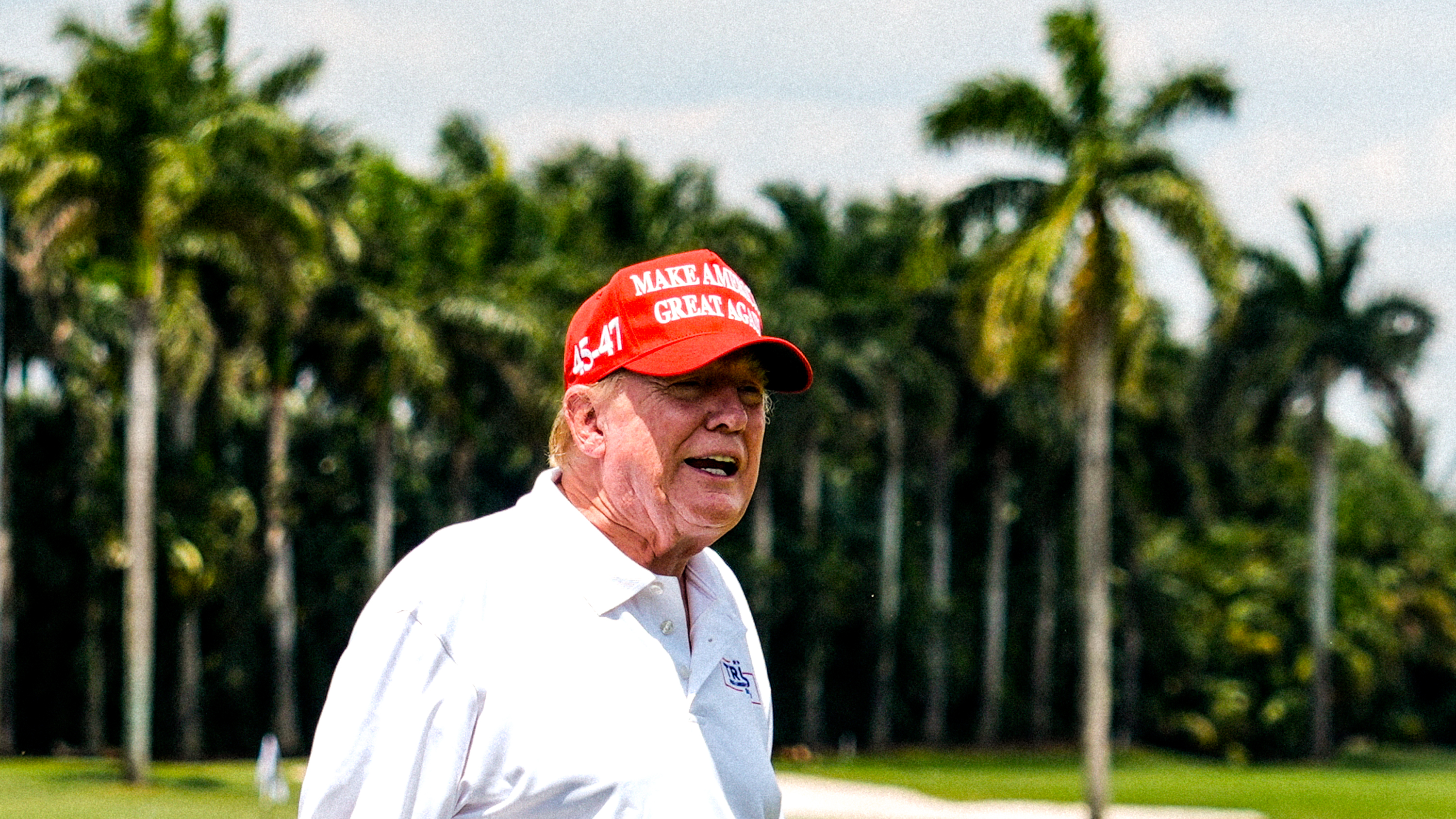 Trump på sin golfbana i Miami under LIV-touren där 2024.