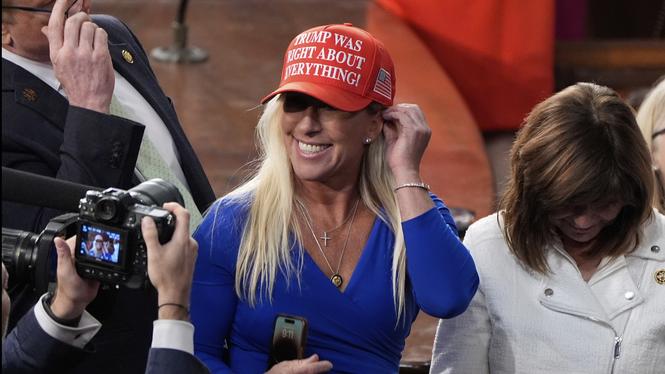 Den högerradikala republikanen Marjorie Taylor Greene är framträdande inom MAGA-rörelsen.