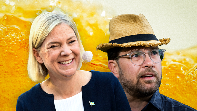 Socialdemokraternas Magdalena Andersson och Sverigedemokraternas Jimmie Åkesson hamnar i toppen bland de som svenskar helst vill dricka öl med.