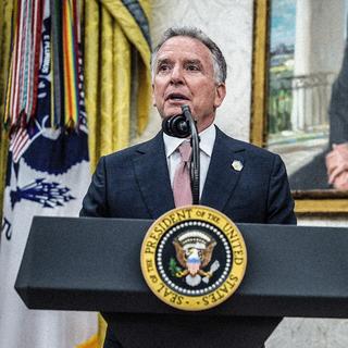 Steve Witkoff, USA:s sändebud till Mellanöstern, tillsammans med presidenten Donald Trump. Arkivbild.