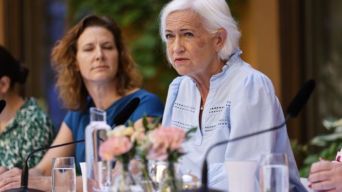 Sjukvårdsminister Acko Ankarberg Johansson (KD) på regeringens sommarfika.