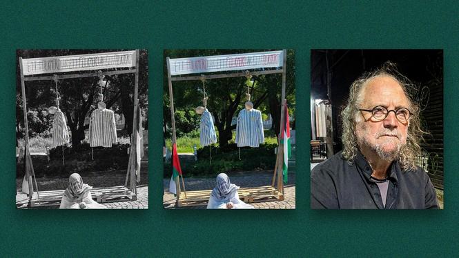 Dror Feiler (till höger) anser inte att installationen i Umeå är att betrakta som antisemtisk.