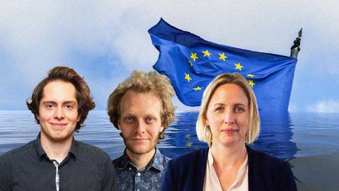 Från vänster: Marcus Lindeberg Goñi, ledamot Klimatsossarna, Jakob Sahlin, ordförande Klimatsossarna, Jytte Guteland, riksdagsledamot (S).