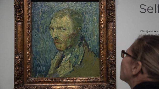 Ett självporträtt av den holländske konstnären Vincent van Gogh. Arkivbild. 