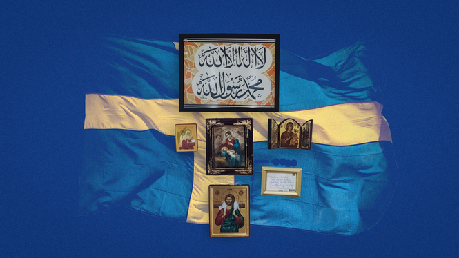 Somar Al Naher ledde ett interreligiöst samtal i Guds hus i Fisksätra i Stockholm, men blev ständigt avbruten.