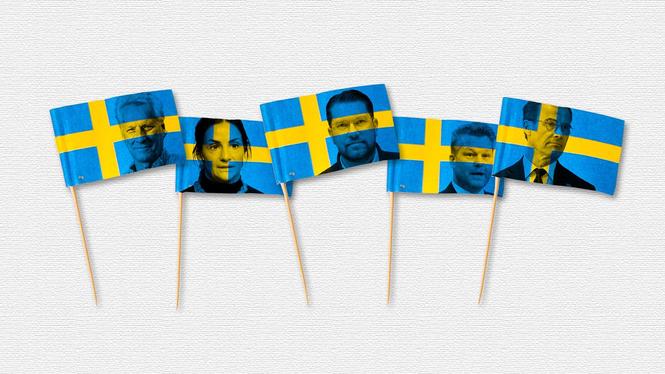 Lars Trägårdh, Parisa Liljestrand (M), Jimmie Åkesson (SD), Alexander Christiansson (SD) och Ulf Kristersson (M).