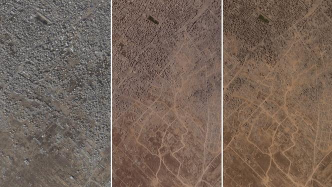 Satellitbilder visar förstörelsen av Gaza stad. Från januari, augusti och september, 2025.