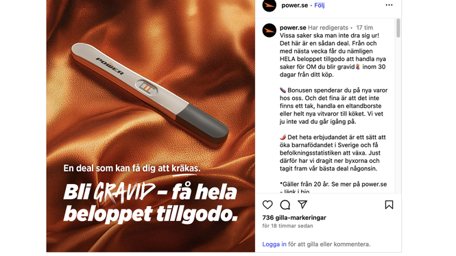 Kampanjen från Power på Instagram.