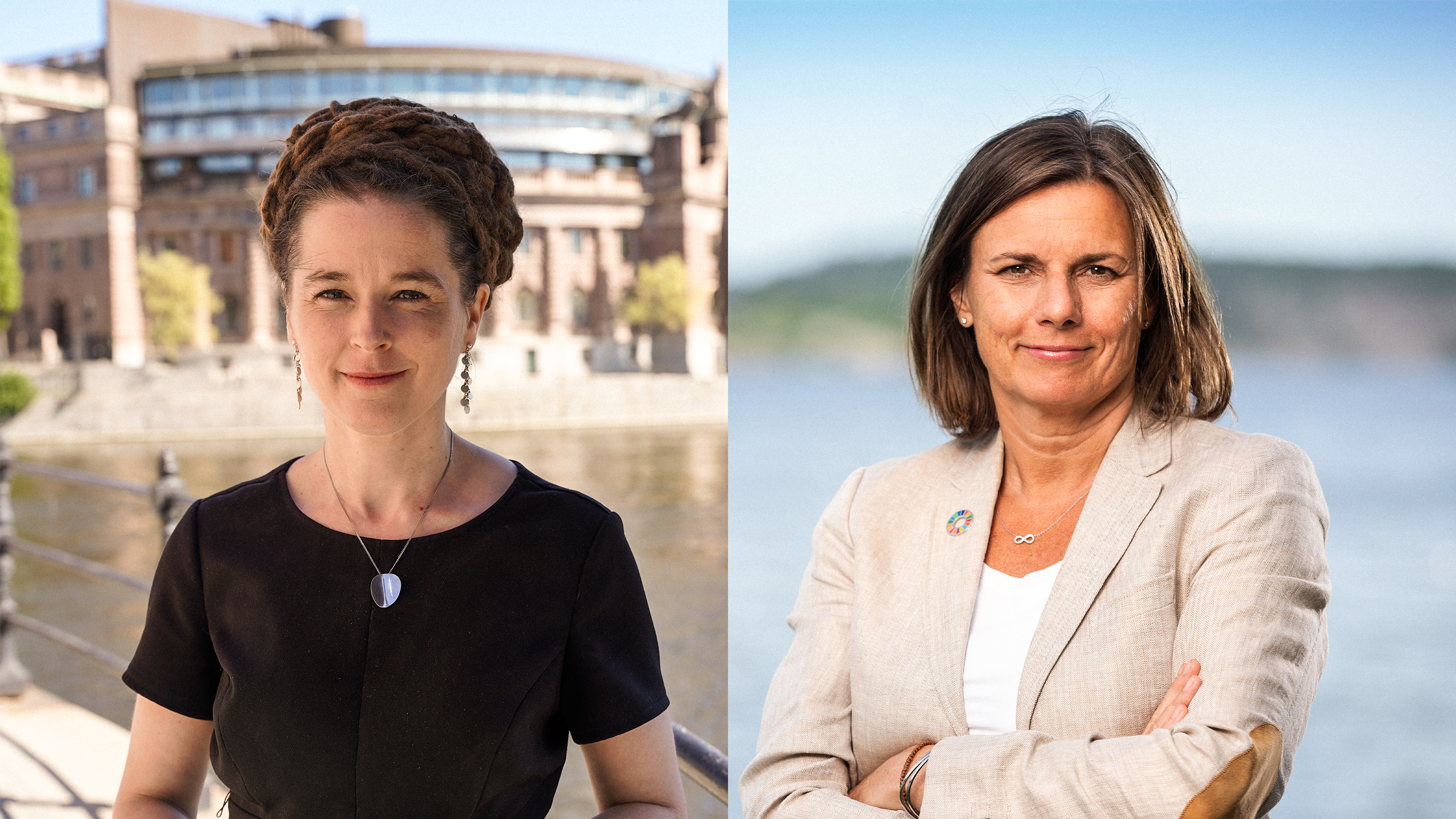 Miljöpartiets språkrör Amanda Lind och EU-parlamentarikern Isabella Lövin (MP).