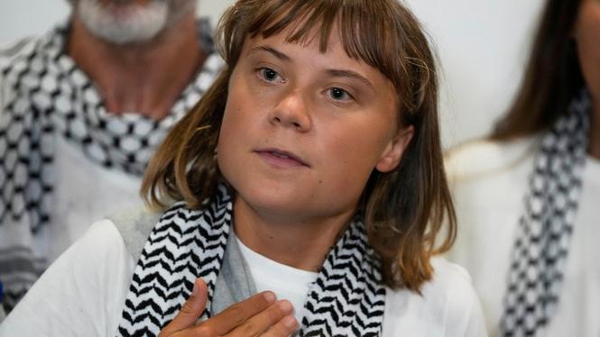 Greta Thunberg anlände till Aten i går.