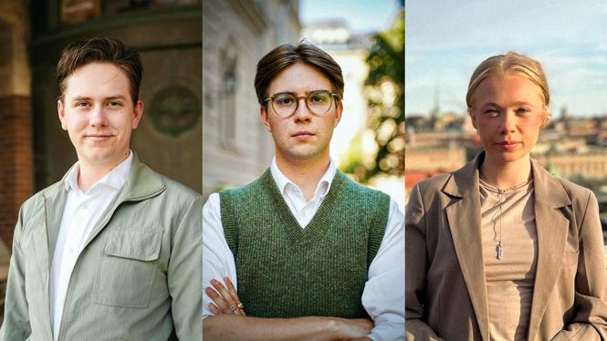 Simon Wallin , riksordförande Moderata studenter; Emil Carlsson, riksordförande Liberala studenter; Rakel Friberg , förbundsordförande Kristdemokratiska studentförbundet.
