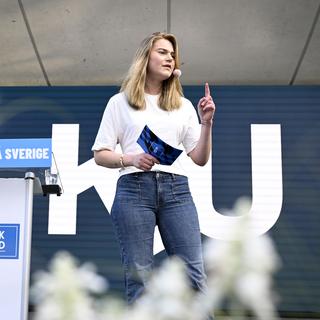 Louise Hammargren, förbundsordförande KDU håller tal under politikerveckan i Almedalen.