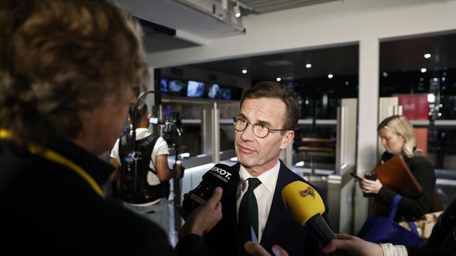 Statsminister Ulf Kristersson (M) inför söndagskvällens partiledardebatt i SVT:s Agenda. 
Foto: Caisa Rasmussen/TT