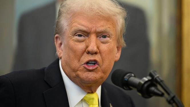 Donald Trump vid onsdagens pressträff i Vita huset.