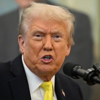 Donald Trump vid onsdagens pressträff i Vita huset.
