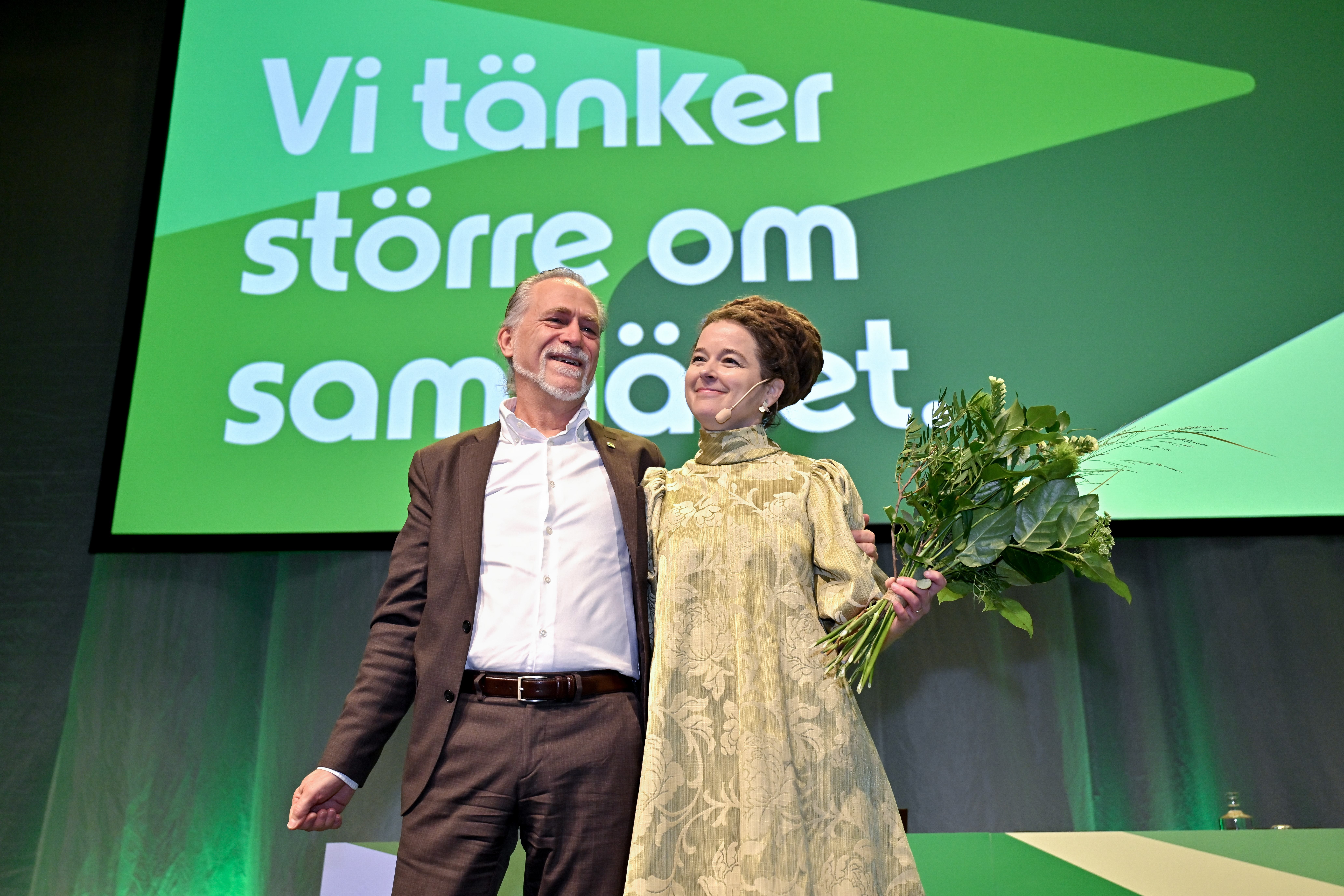 Miljöpartiets språkrör Daniel Helldén och Amanda Lind (MP) på Miljöpartiets kongress i Västerås.
