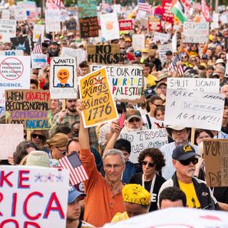No kings-protest i Washinton DC, USA, i lördags. Totalt samlades miljontals människor landet över.