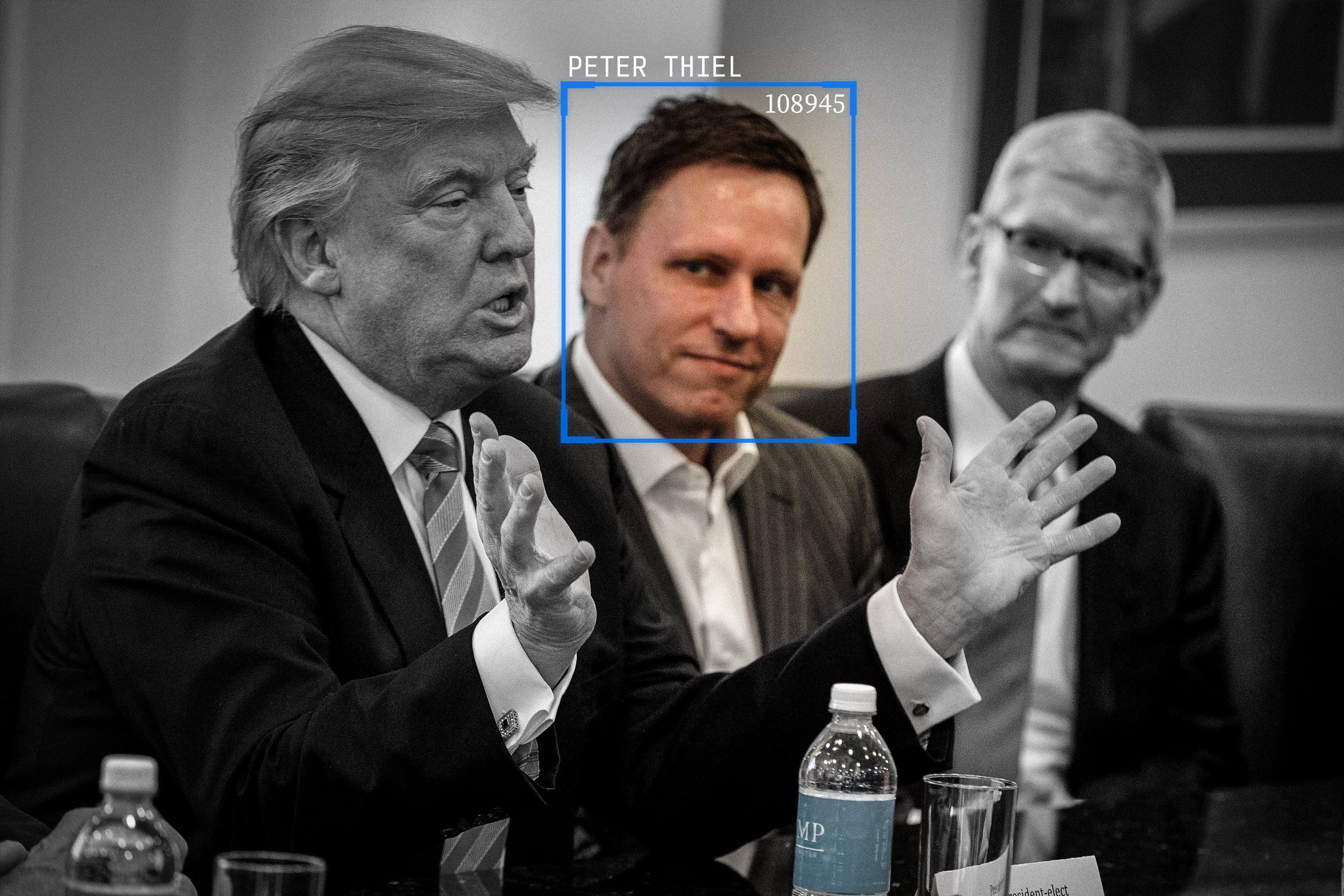 Peter Thiel med Donald Trump under ett möte i Trump tower, 2016.
