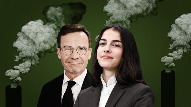 Statsminister Ulf Kristersson (M) och klimat- och miljöminister Romina Pourmokhtari (L).