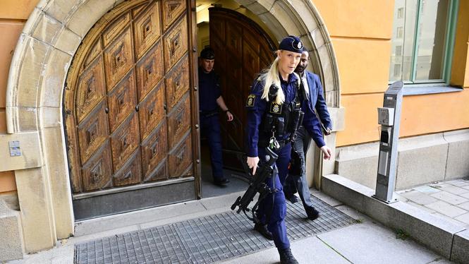 Foto från rättegång mot IS-svensk i juni, som hölls i Stockholms tingsrätts säkerhetssal. 