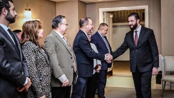 Syriens president  Ahmed al-Sharaa träffade repsrensentanter från Syrisk-amerikanske föreningar i Washington under lördagen.