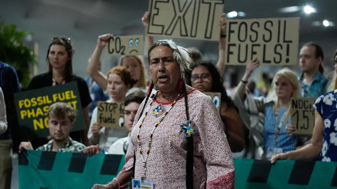 Aktivister protesterade mot fossila bränslen under Cop 30 tidigare i veckan. 
