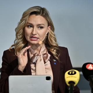 Kristdemokraternas  partiledare Ebba Busch under partiets riksting i Linköping som inleddes på fredagen.