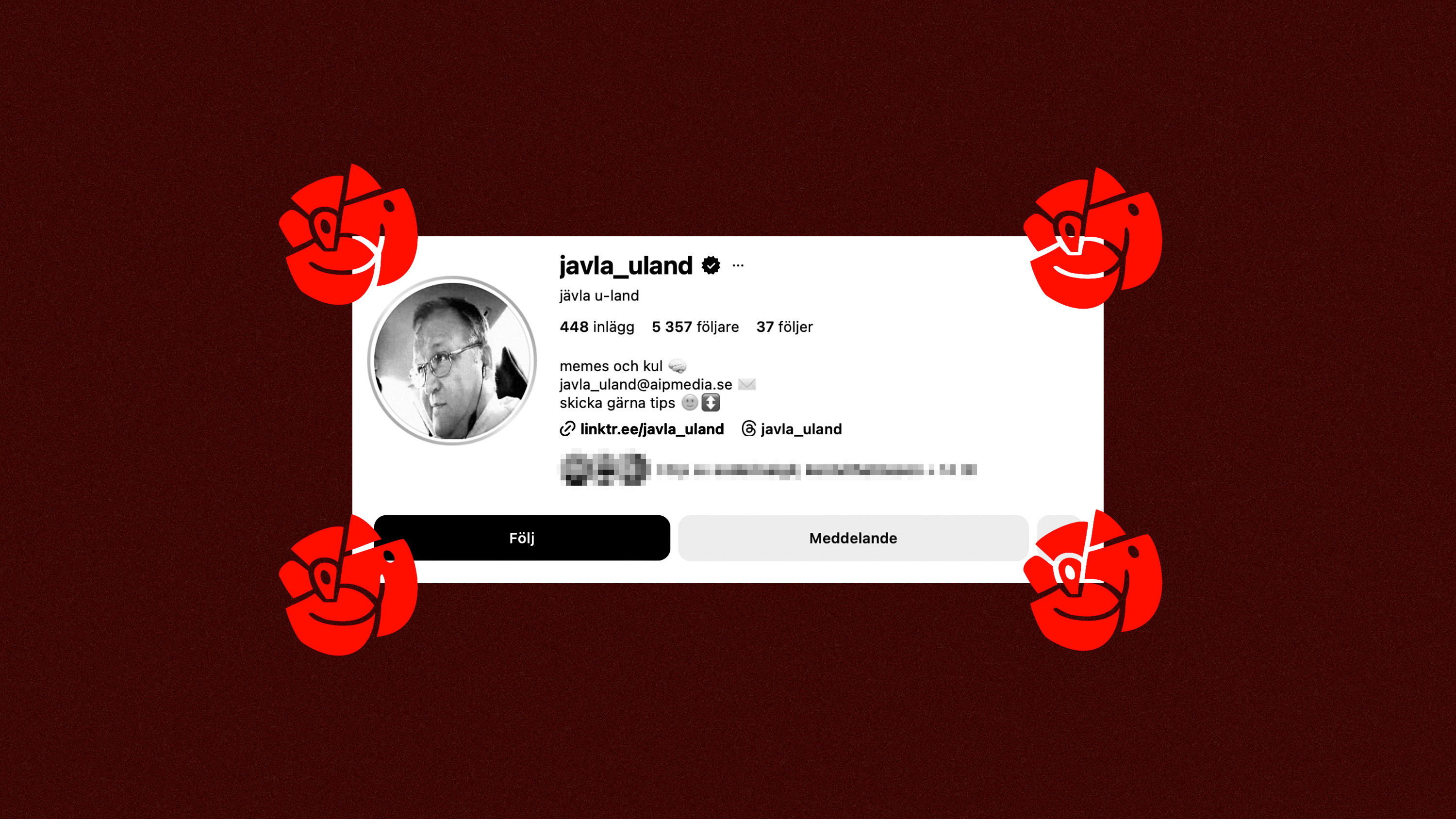 Instagramkontot ”javla_uland” drivs av S-ägda AiP media – det är inte glasklart att ett parti ligger bakom.