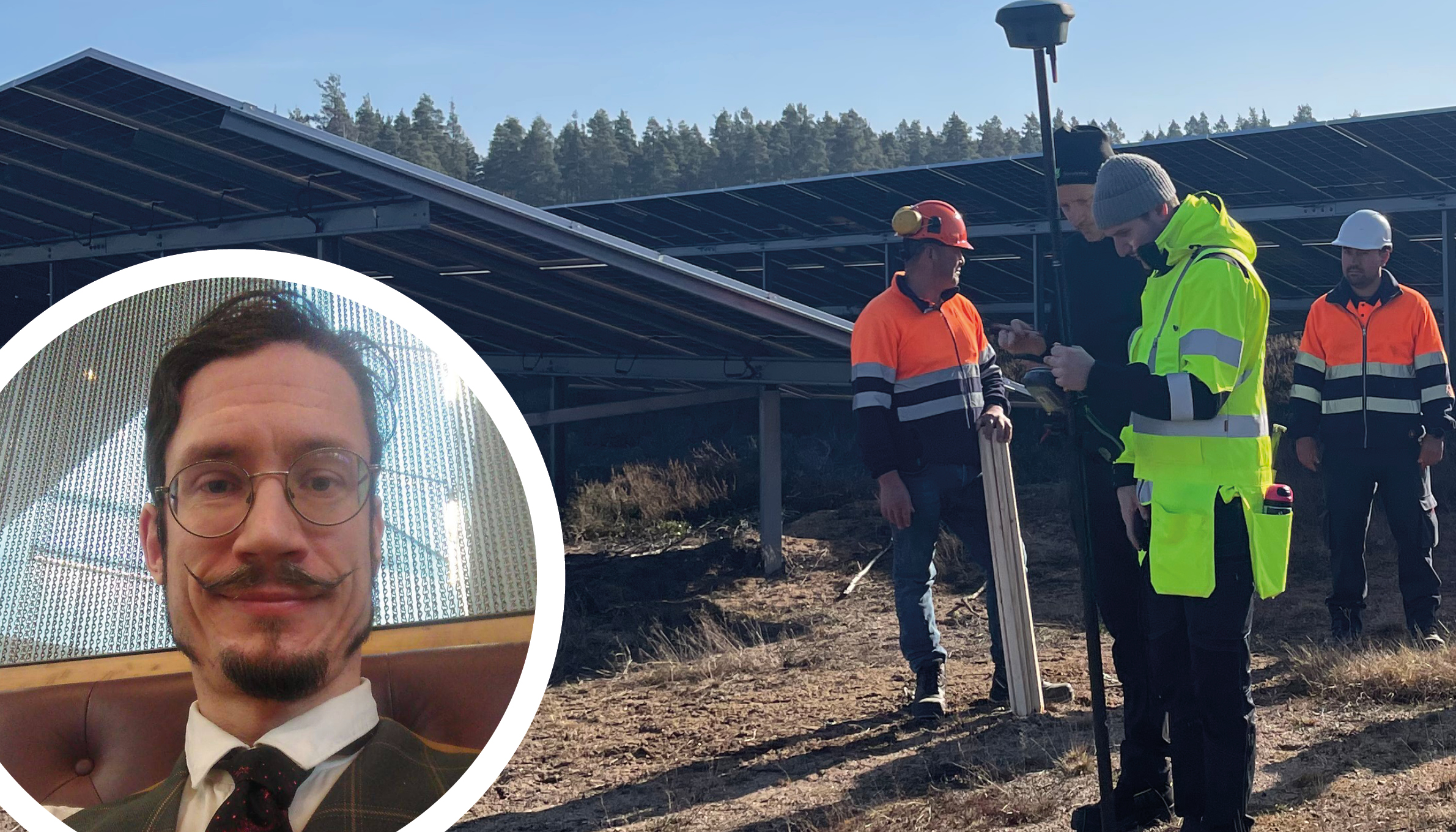 Johan Morberg (runda bilden) menar att vardagsval spelar roll. Att ETC Sol kan bygga ut solenergin i Hultsfred (bilden) tack vare stöd från ETC Mobil-kunder, tycker han är viktigt klimatarbete.
