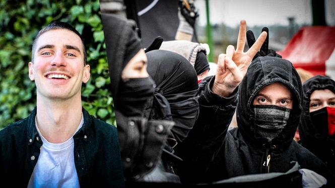 Den tyske medborgaren Lorenz Püttker skickas ut ur Sverige efter att han skulle demonstrera mot Salemmarschen. Till höger: Vänsternätverket Kämpa Sthlm ordnade motdemonstration under Salemmarschen och hade flera maskerade aktivister.