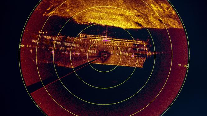 Sonarbild på Estonia tagen i samband med undersökningar vid förlisningsplatsen sommaren 2021. 