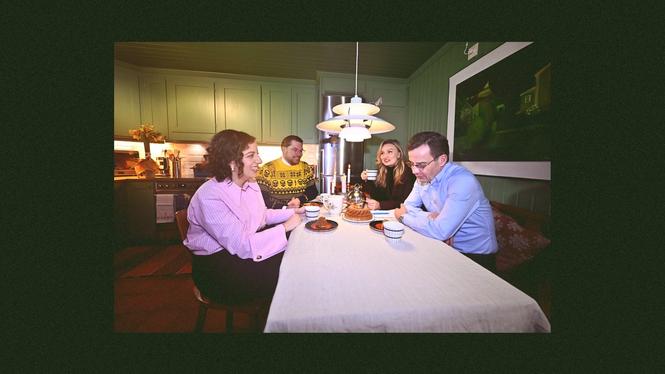 Tidöpartiernas ledare samlade hemma hos statsminister Ulf Kristersson (M).