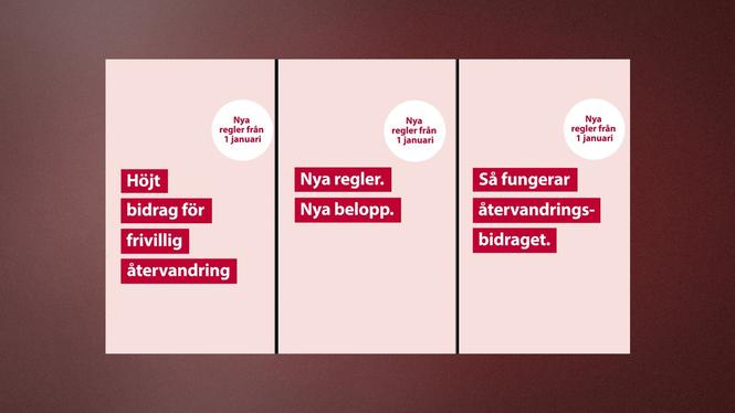 Migrationsverket har sedan i december gjort reklam för det nya, höjda återvandringsbidraget.
