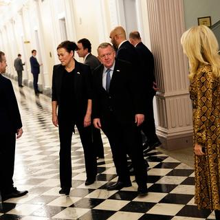 Denmarks utrikesminister Lars Løkke Rasmussen och Grönlands dito Vivian Motzfeldt i Eisenhower Executive Office Building i Washington DC.