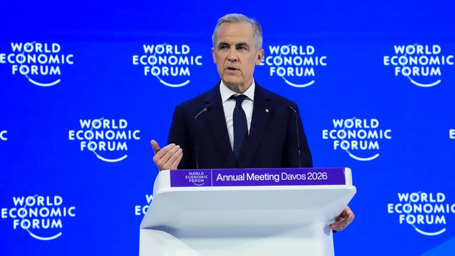 Kanadas premiärminister Mark Carney höll ett uppmärksammat tal vid Världsekonomiskt forum i Davos på tisdagen. 