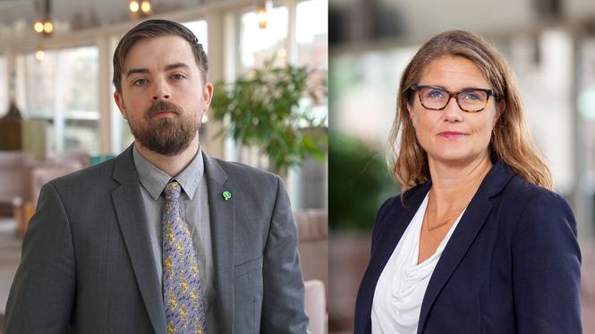 Miljöpartiets Malte Tängmark Roos och Janine Alm Ericson.