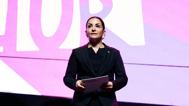 Kulturminister Parisa Liljestrand på Folk och kultur i Eskilstuna 2025.