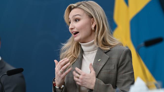 Energi- och näringsminister Ebba Busch (KD), under en pressträff om kärnkraften.