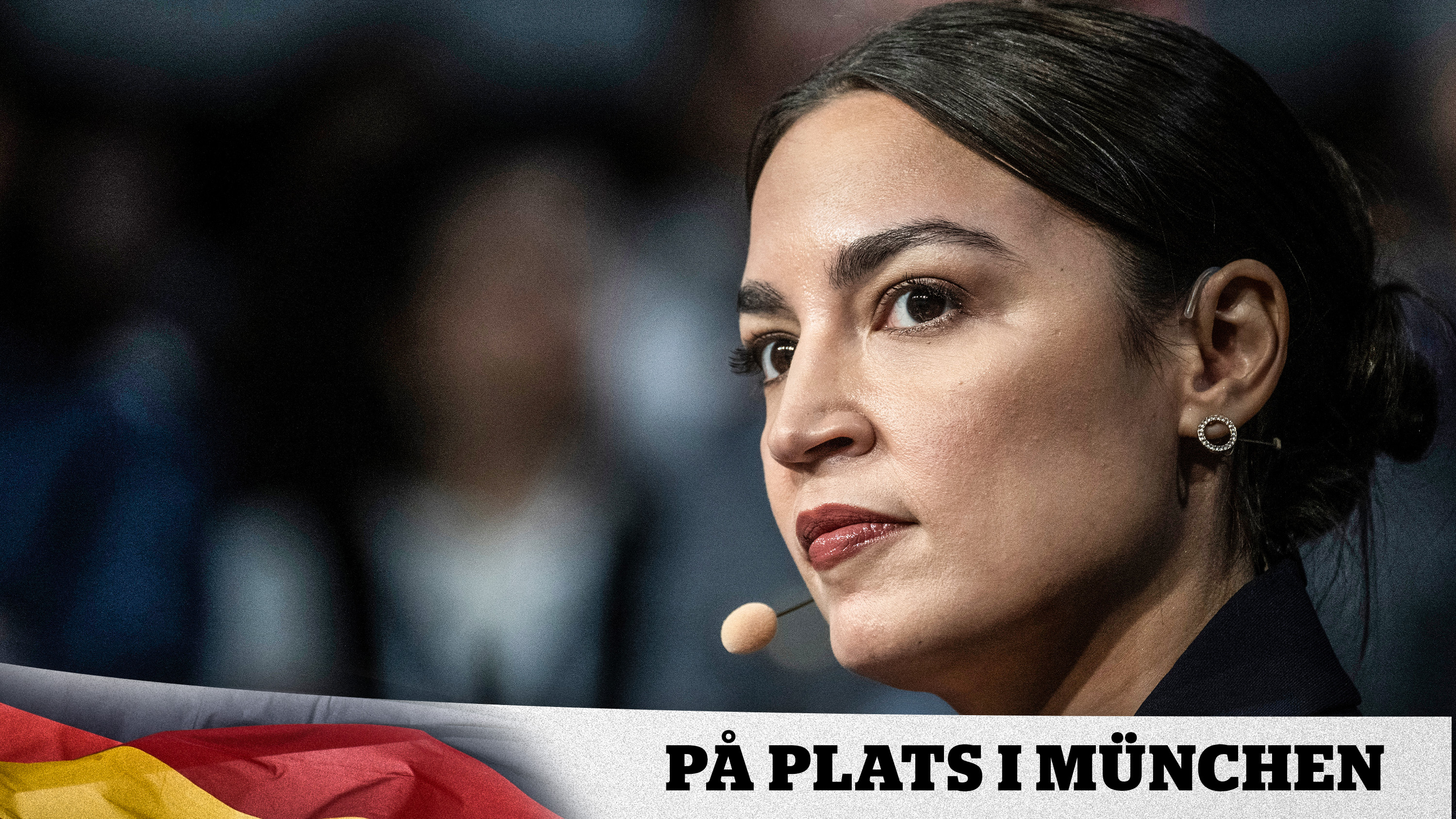 Kongressledamoten Alexandria Ocasio-Cortez deltar på säkerhetskonferensen i München.