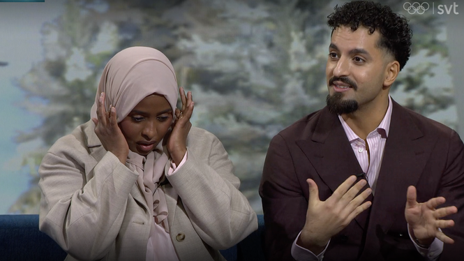 Ett klipp där Filip Dikmen skämtsamt uppmanar Kaeli Abdi att hålla för öronen innan han säger ett ”tabubelagt” ord, har blivit viralt.