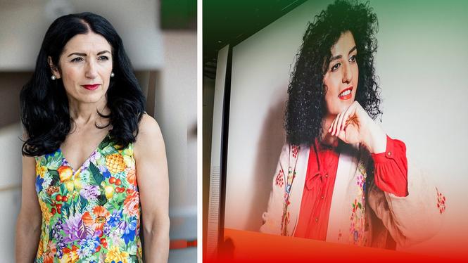 Till vänster: Amineh Kakabaveh, höger: den fängslade nobelpristagaren Narges Mohammadi.