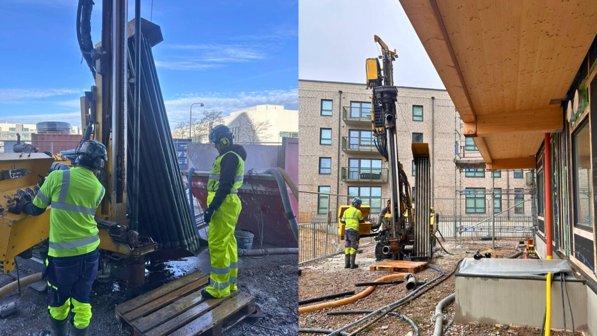 Trots en rad tekniska problem med utrustningen är arbetet med att borra för bergvärme till huset snart i mål.