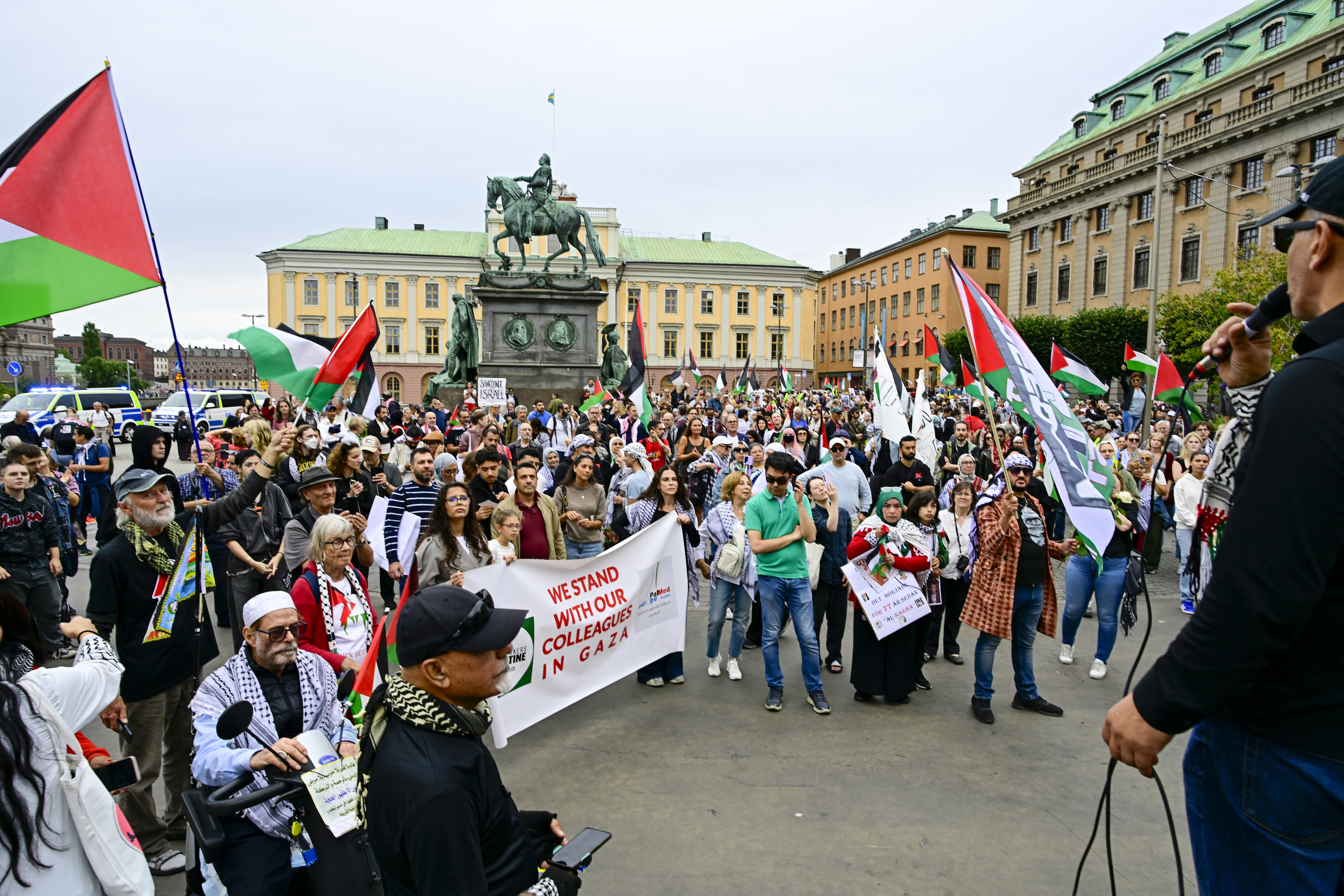 Demonstration arrangerad av nätverket Stoppa Israel i september 2025.
Foto: Magnus Lejhall / TT / Kod 10658