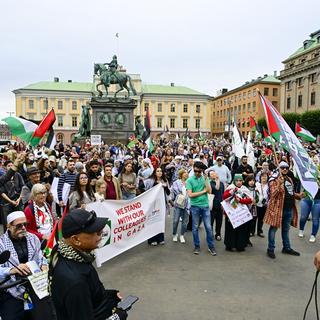 Demonstration arrangerad av nätverket Stoppa Israel i september 2025.
Foto: Magnus Lejhall / TT / Kod 10658