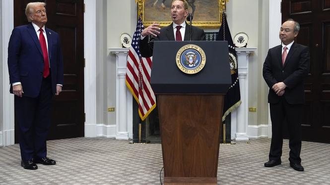 Larry Ellison tillsammans med Donald Trump i Vita huset tidigare i år.