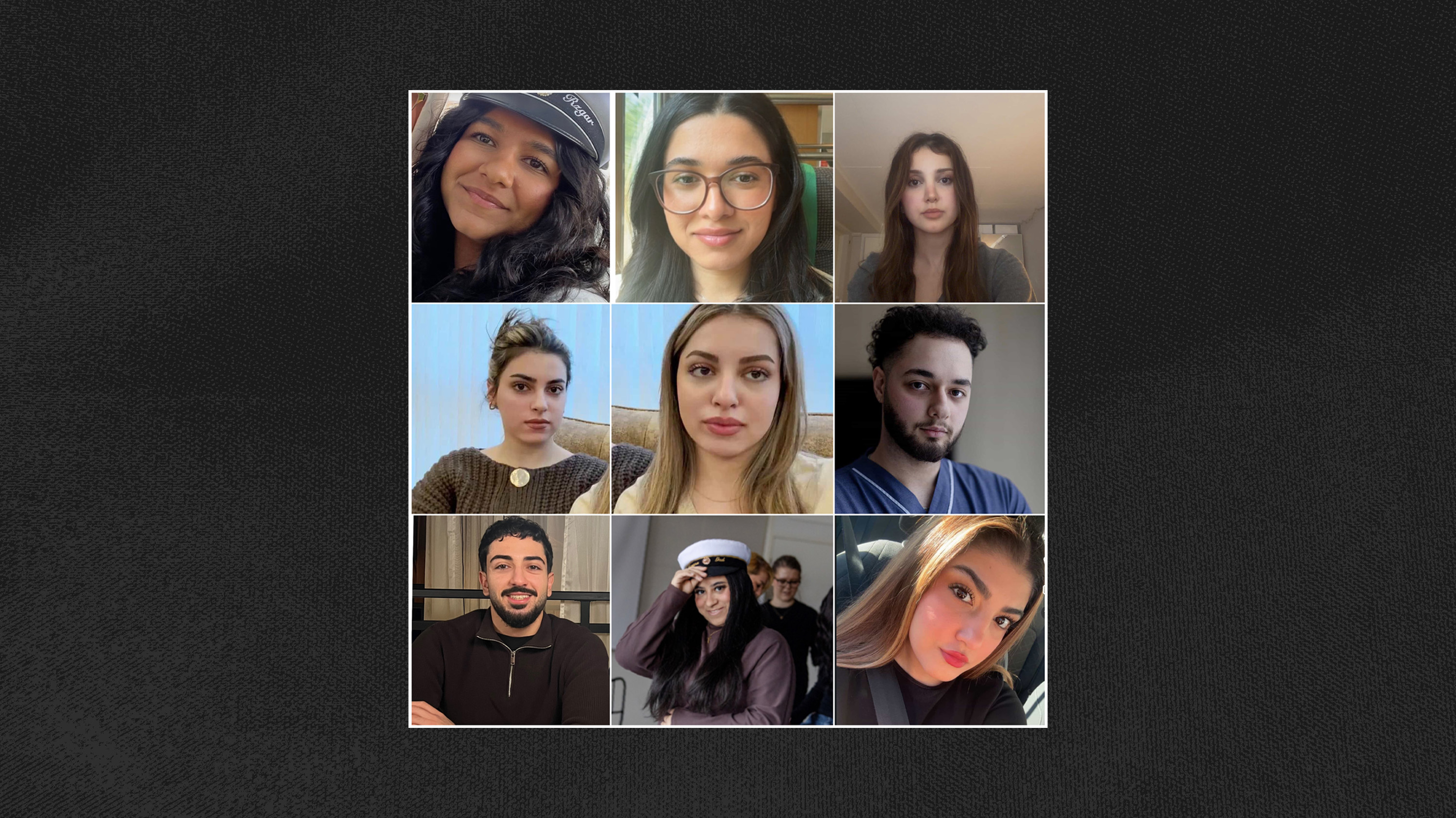 Kani Hassan, Diya Hassan, Ayla Rostami, Donya Javid, Darya Javid, Batis Goudarzi, Shahrdad Sherbabaki, Jomana Gad och Nardine Awad.