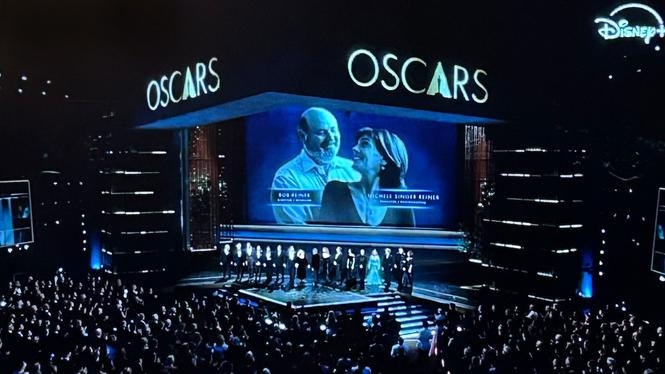 Paret Reiners som mördades i sitt hem i december hyllades på årets Oscarsgala i söndags.