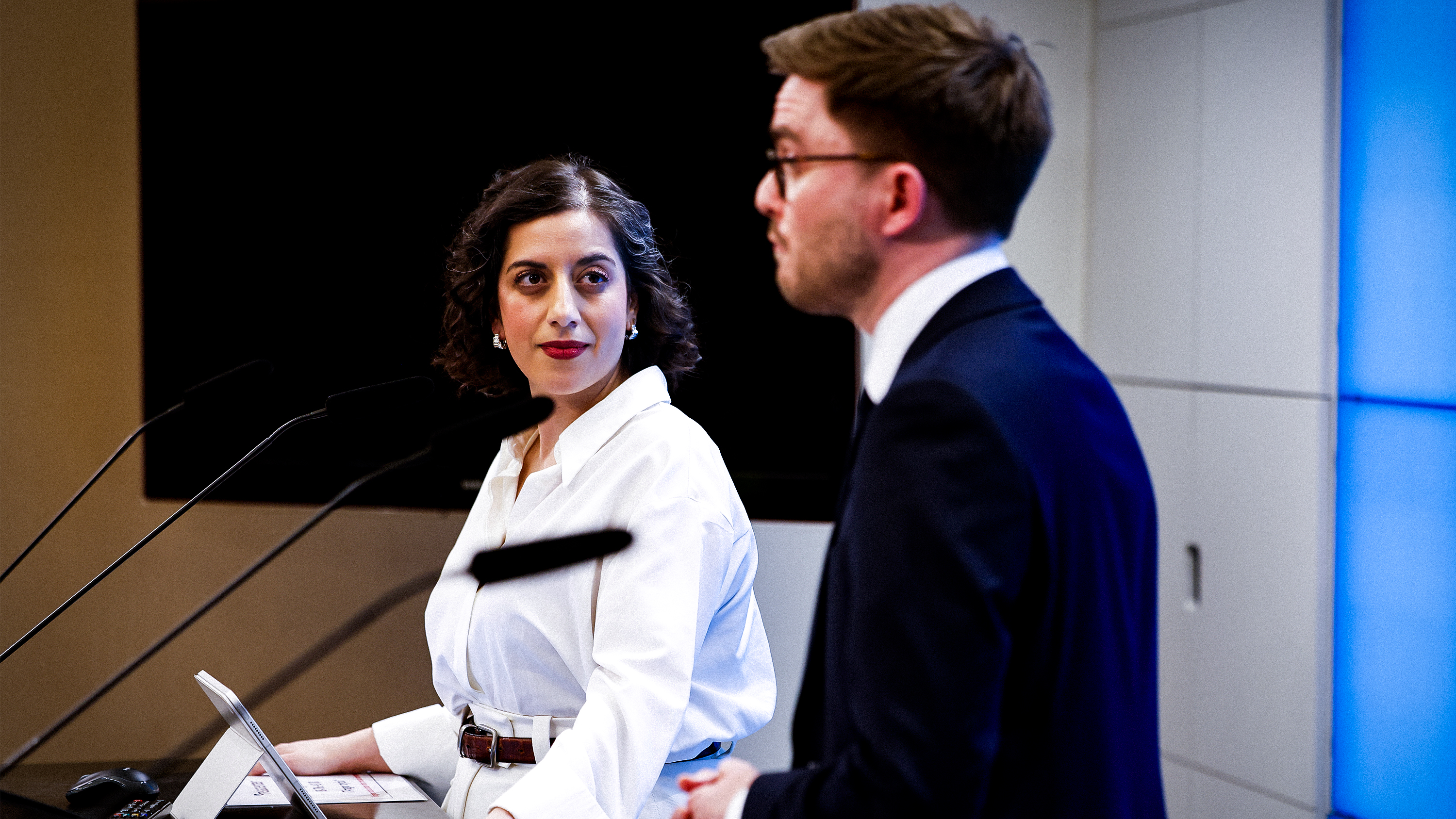 Liberalernas partiledare Simona Mohamsson och partisekreterare Fredrik Brange.