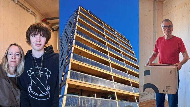 Annmari, Gabriel och Göran – tre av många hyresgäster som flyttar in idag i vårt höghus.